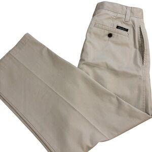 Eddie‎ Bauer Classic Fit Pleated Chinos Mens 33 x 28 Beige Wide Leg Khakis